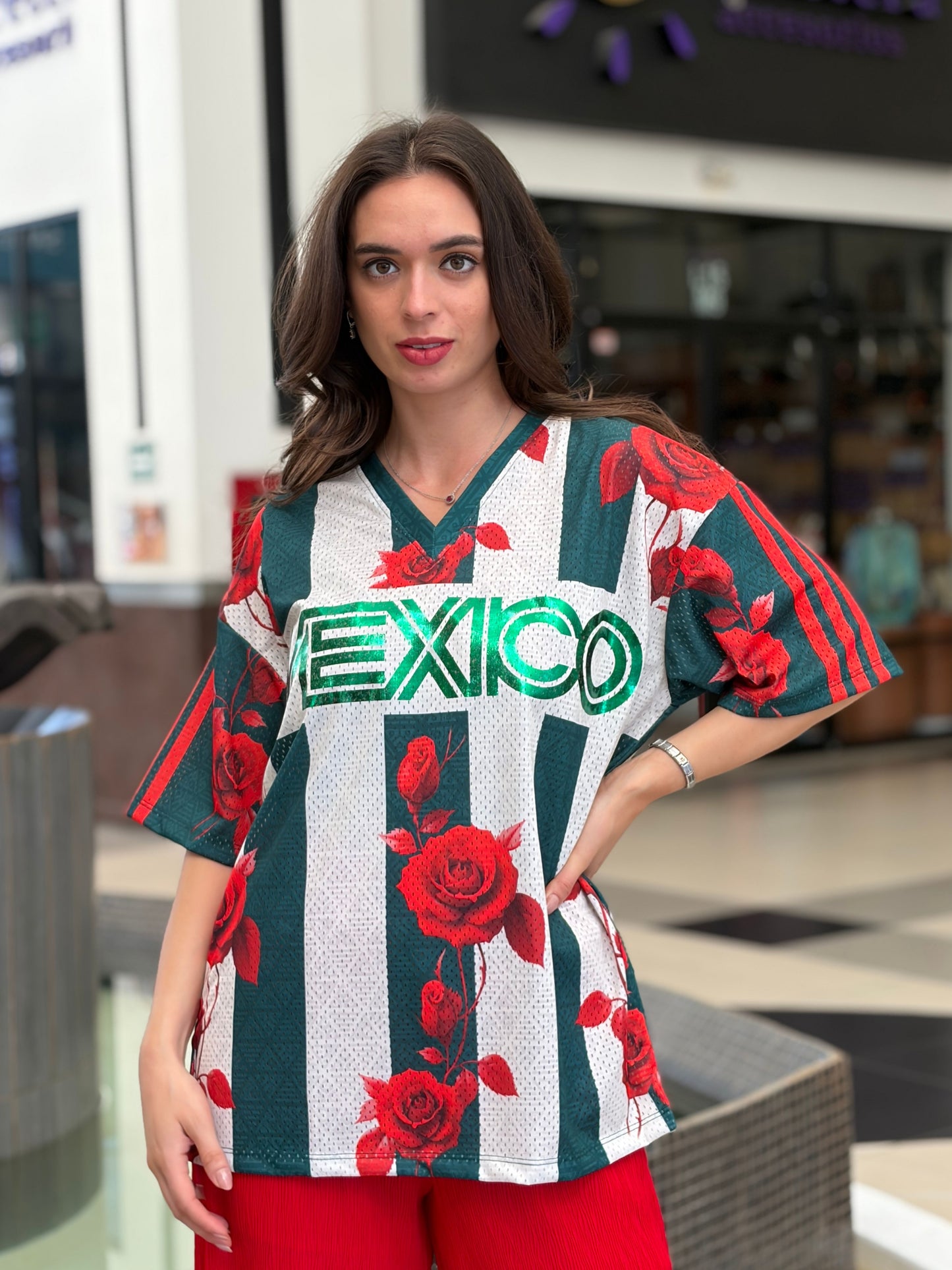 Jersey Deportivo Mesh "MEXICO" Rosas Rojas
