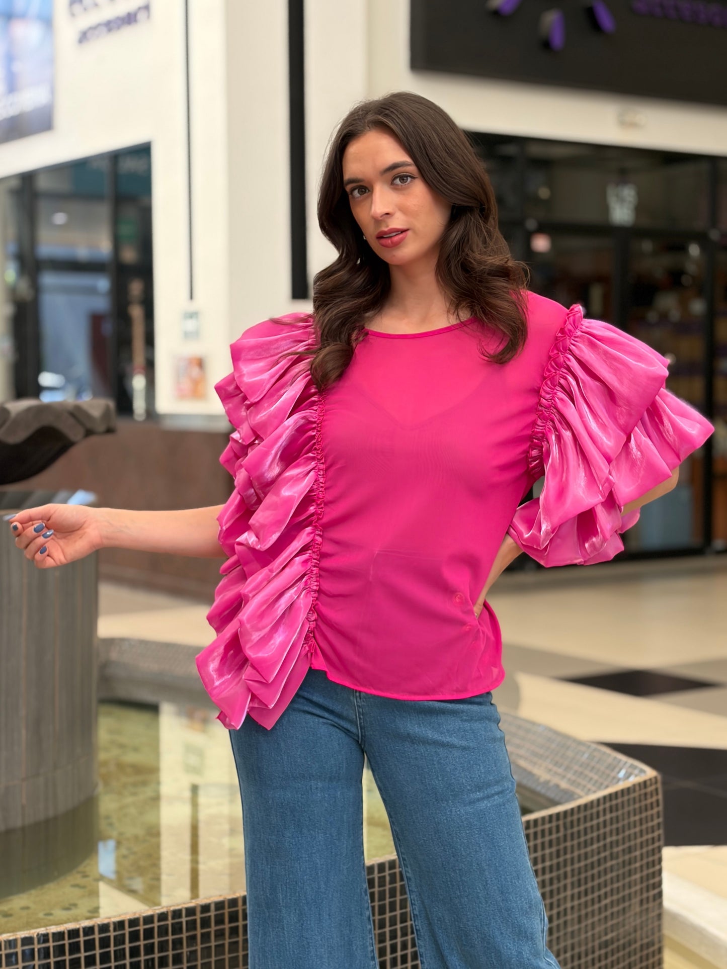 Blusa Mesh Maximalista Ruffled