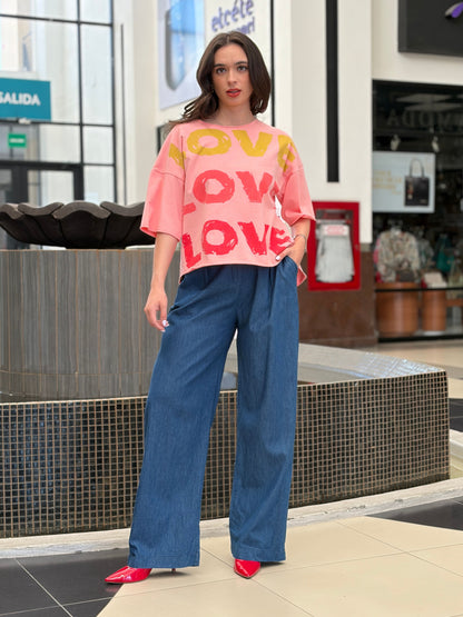Pantalón Denim Wide-Leg