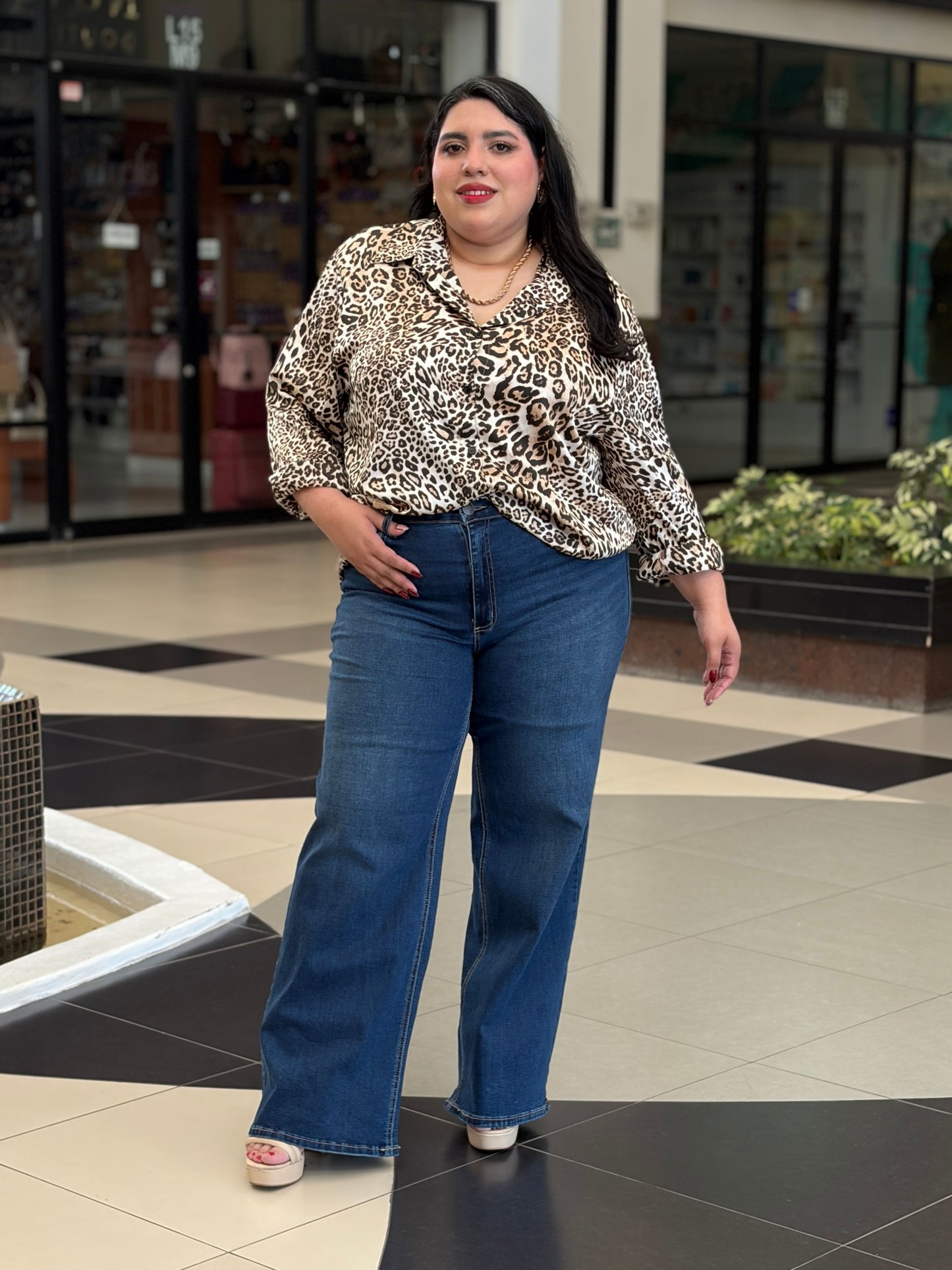 Camisa Slinky en Leopard Print