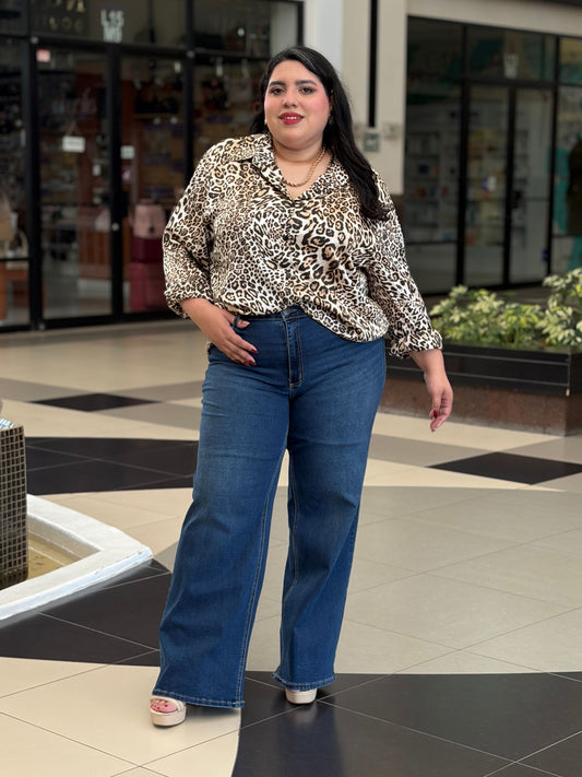 Camisa Slinky en Leopard Print