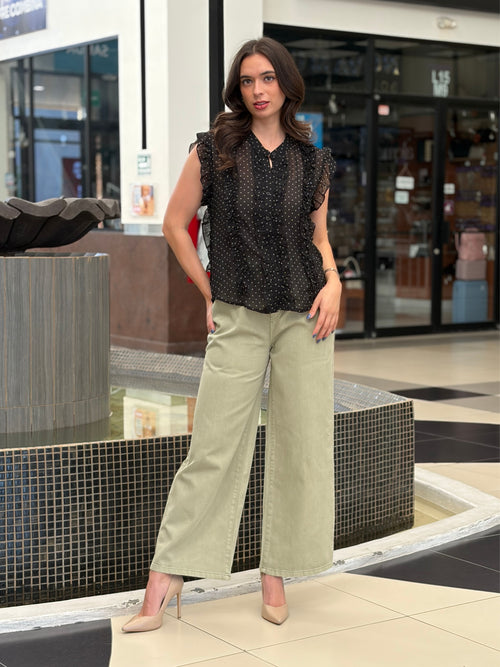 Blusa Chiffon Ruffle Polka Dot