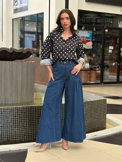 Camisa Satinada Polka Dots