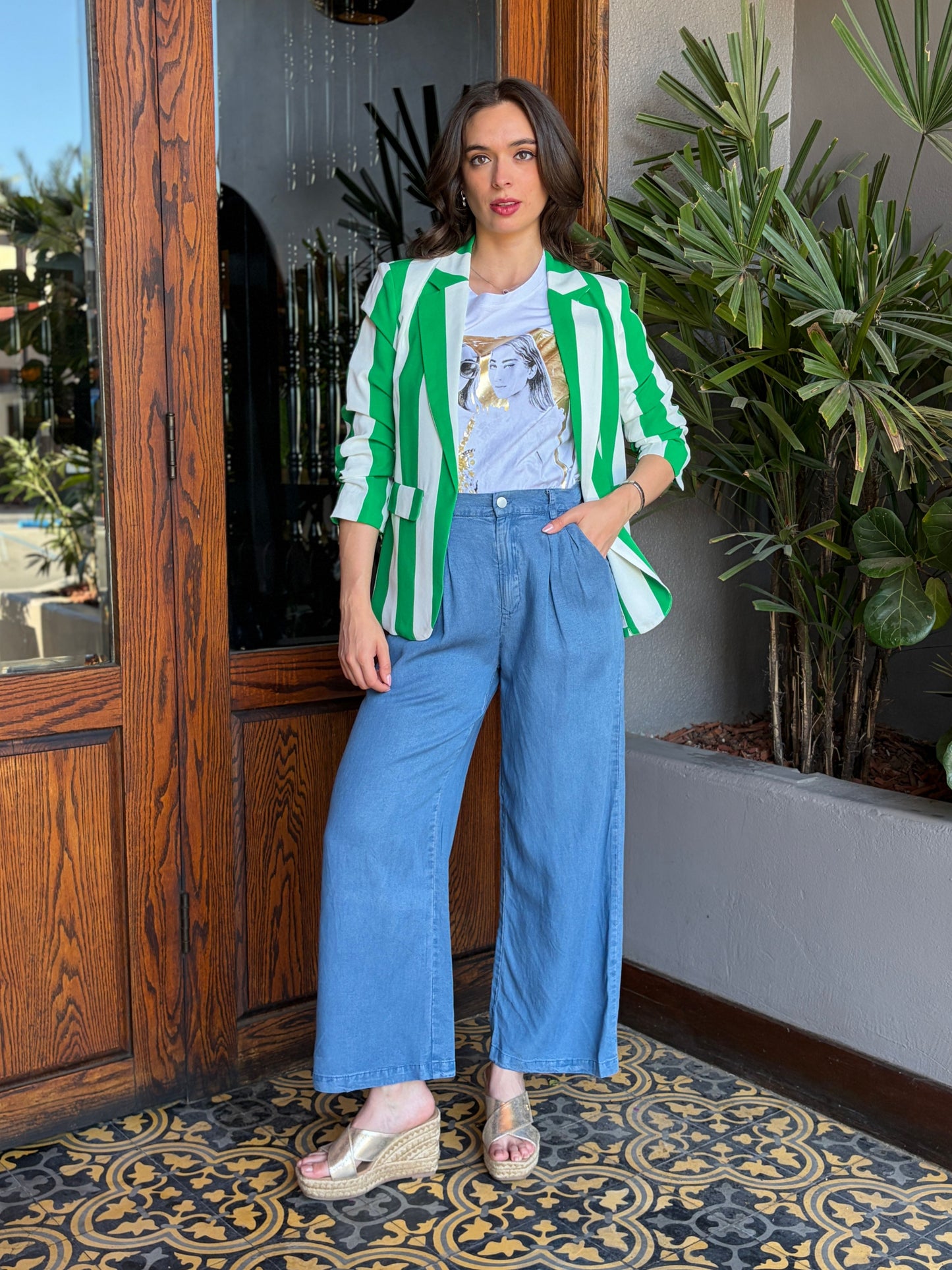 Blazer Sastrero de Rayas Verticales