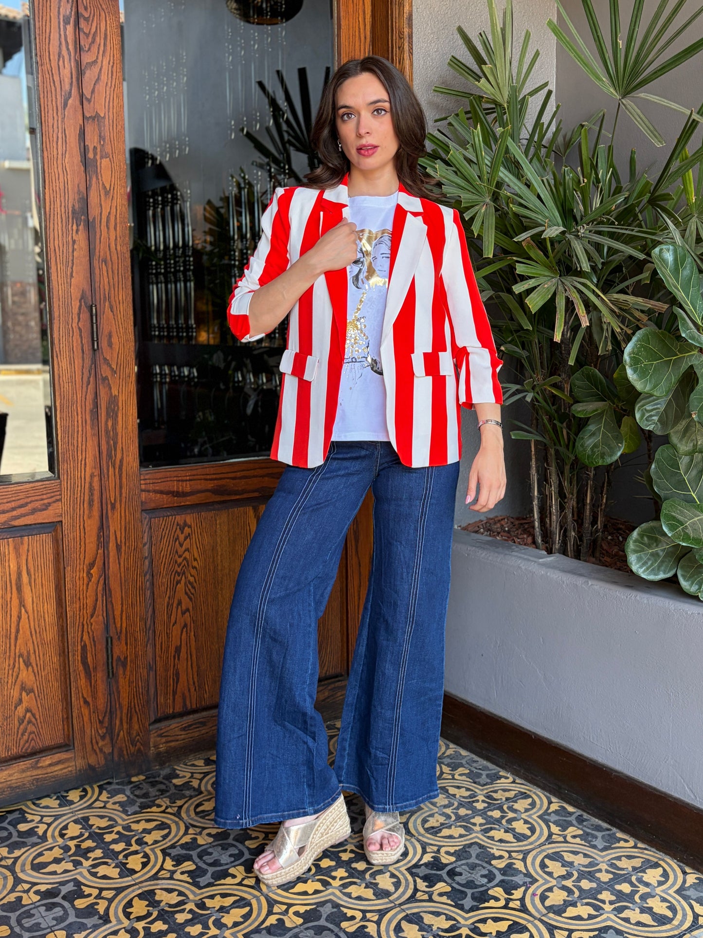 Blazer Sastrero de Rayas Verticales