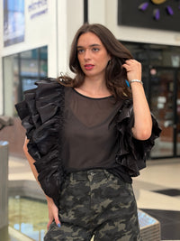 Blusa Mesh Maximalista Ruffled