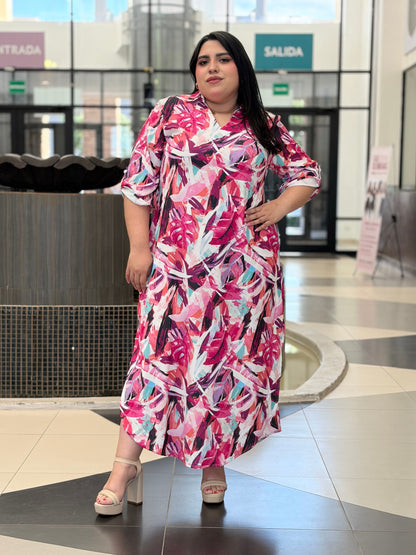Vestido Recto con Estampado Abstracto