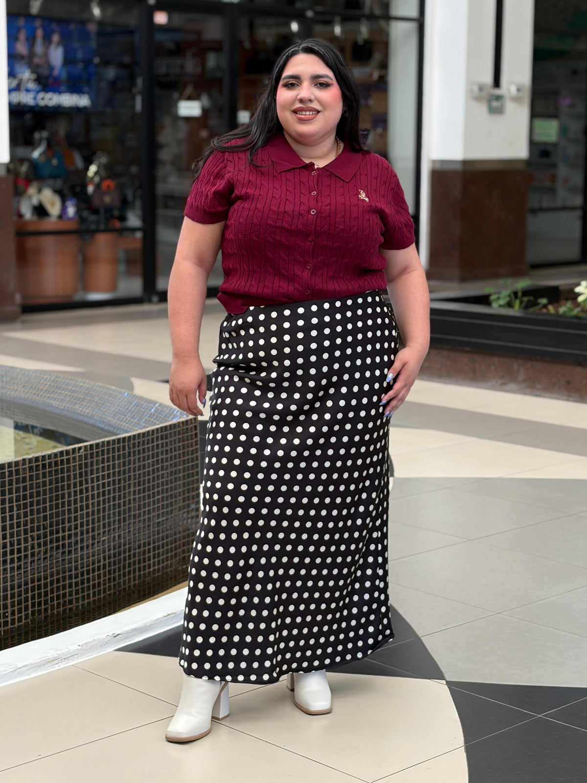 Blusa Polo Tejida de Punto Calado
