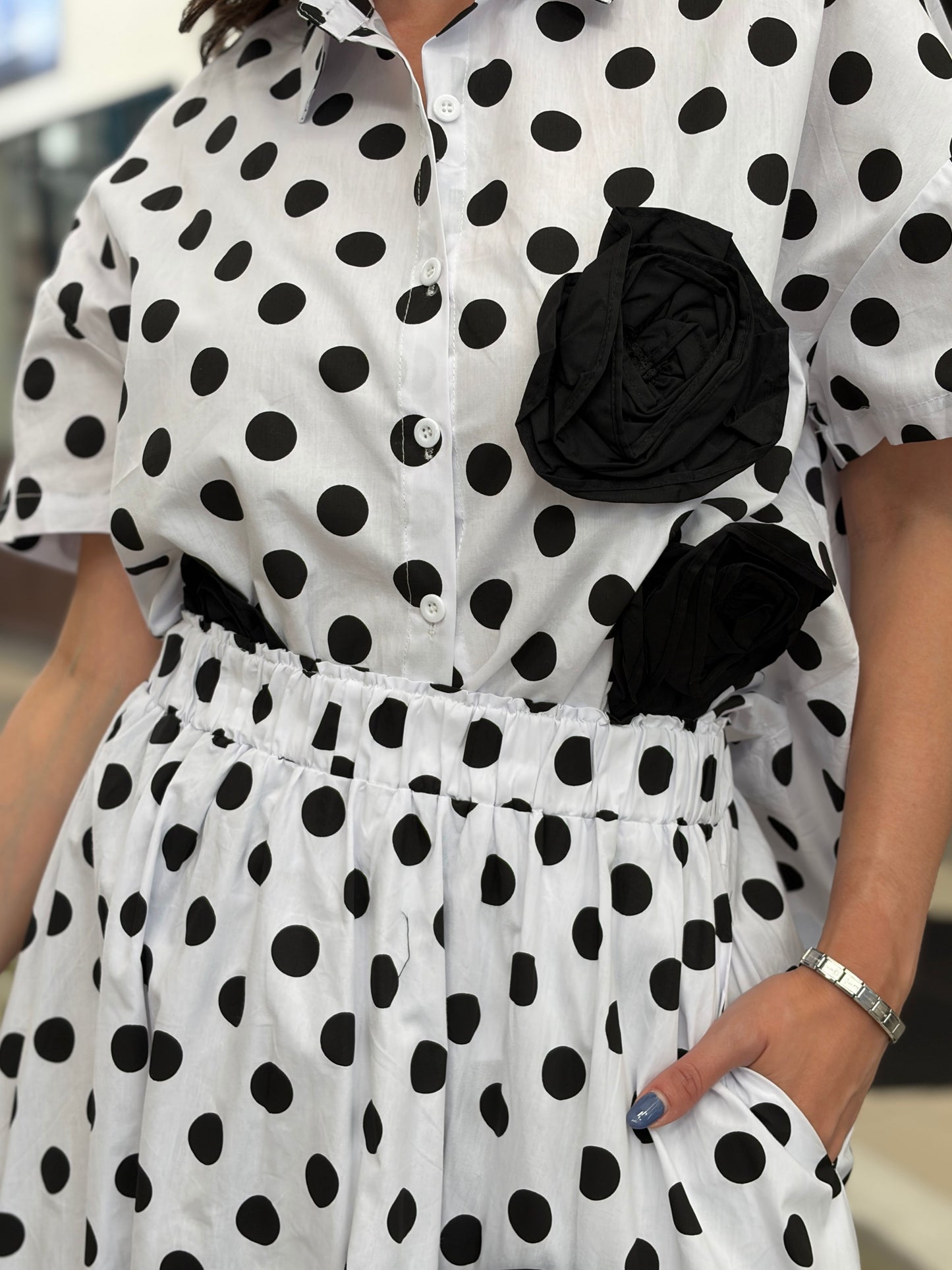 Conjunto Camisero Poplin Lunares & Rosas