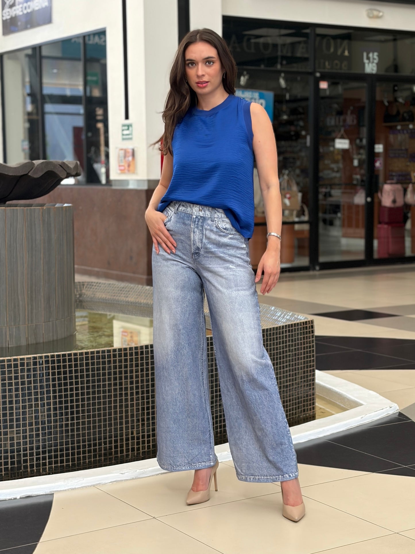Jeans Wide Leg en Degradado Ombré