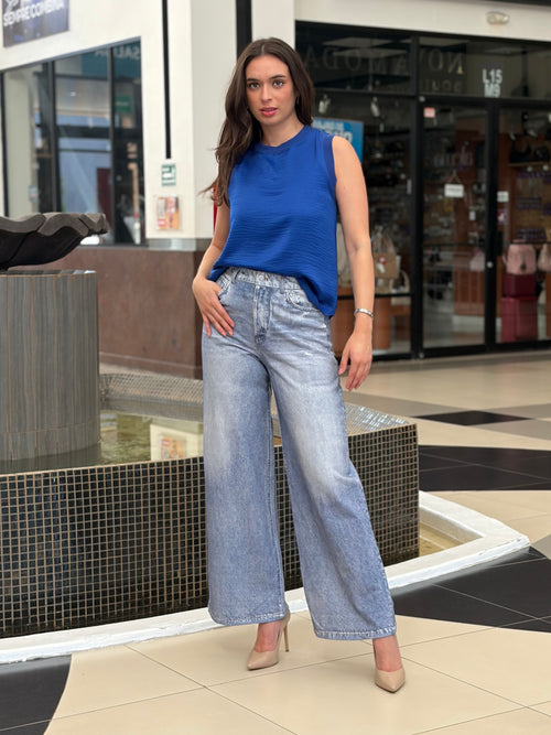 Jeans Wide Leg en Degradado Ombré