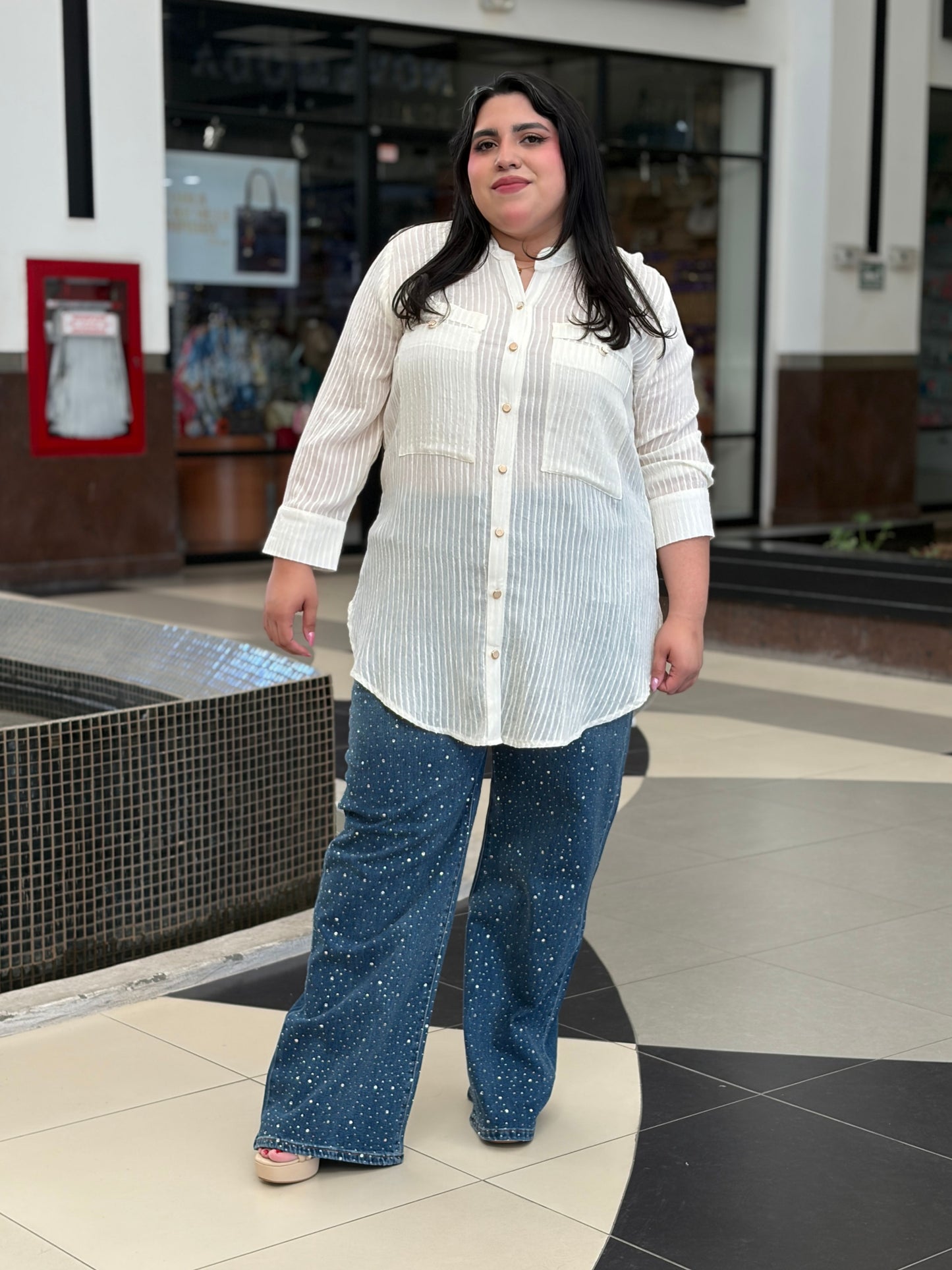 Maxicamisa "Sheer Stripe"