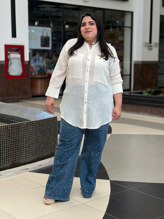 Maxicamisa "Sheer Stripe"