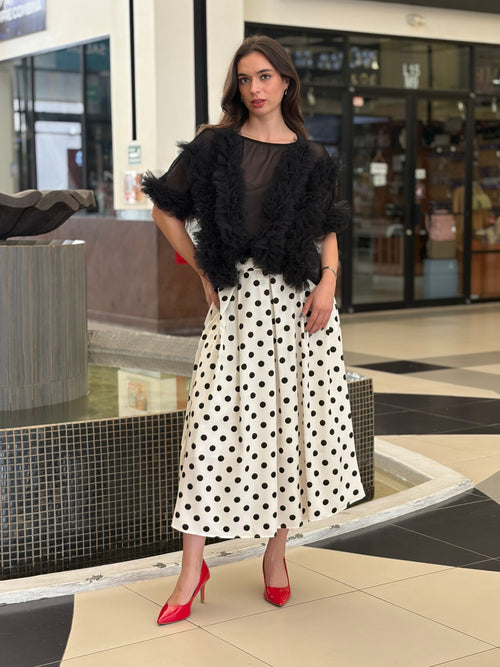 Maxi Falda de Lunares Retro