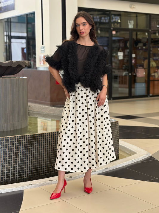 Maxi Falda de Lunares Retro