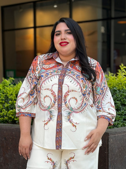Set de Camisa y Pantalón con Estampado Paisley Elegante