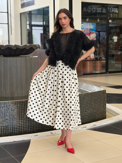 Blusa de Tul con Volantes en Cascada