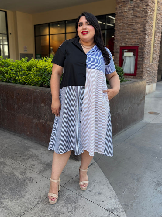 Vestido Camisero Combinado