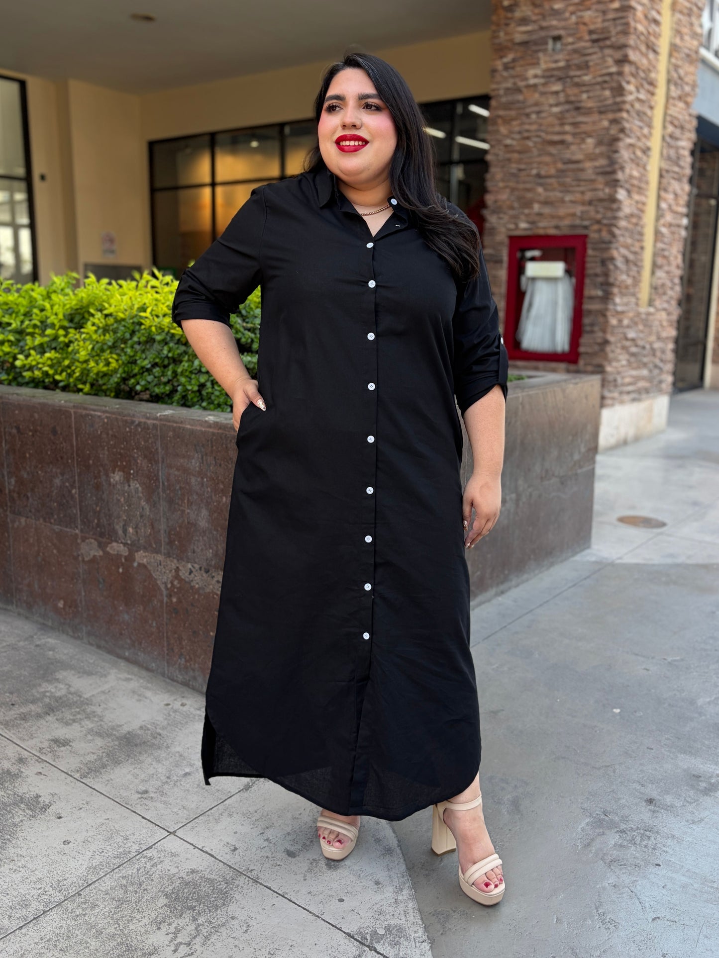 Vestido Maxi Camisero Negro