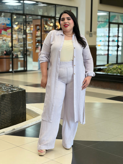 Blusa Túnica Larga y Pantalón Texturizado
