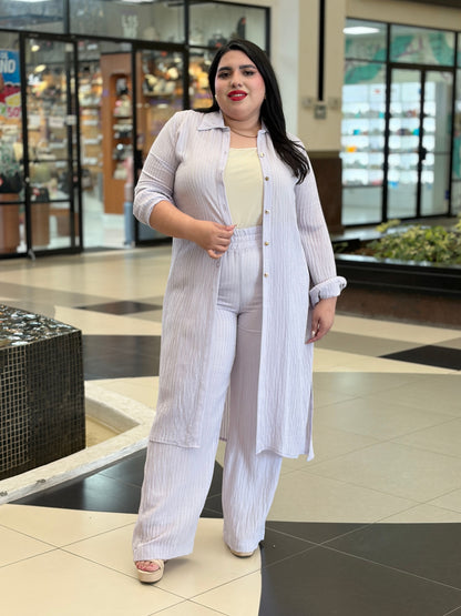Blusa Túnica Larga y Pantalón Texturizado