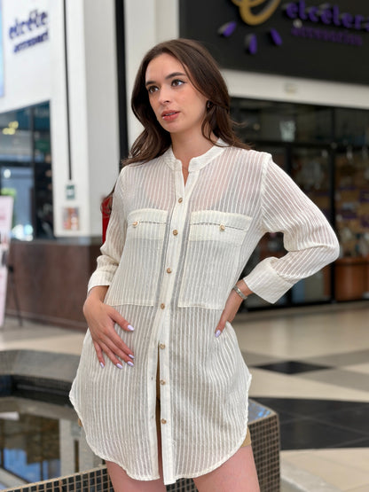 Maxicamisa "Sheer Stripe"