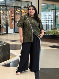 Pantalón Wide Leg con Franja Lateral Sporty Chic