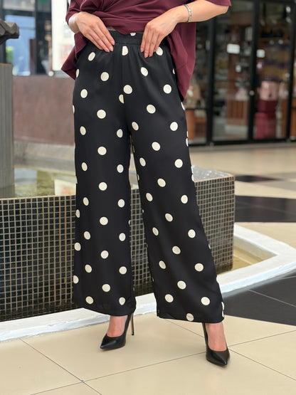 Pantalón Wide Leg Satin Polka Dot