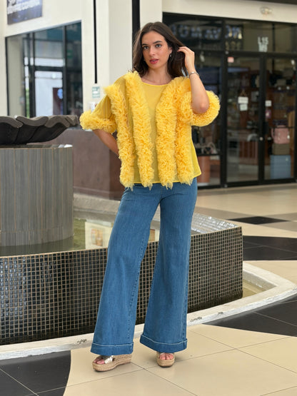 Blusa de Tul con Volantes en Cascada