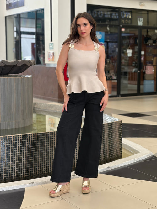 Top Knit Minimalista con Hebillas Espiral