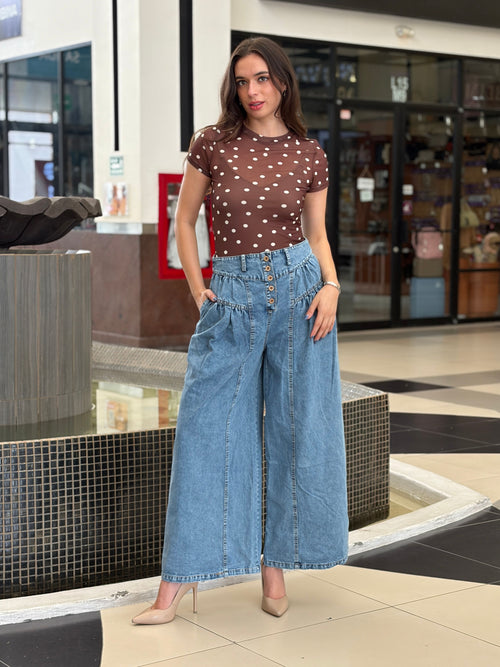 Blusa de Mesh de Lunares