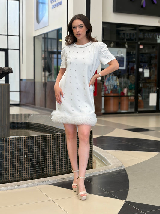 Vestido Embellished Shift