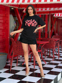 Playera oversized The Rolling Stones con bajo de encaje