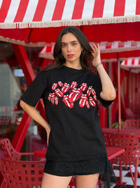Playera oversized The Rolling Stones con bajo de encaje