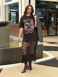Vestido Camiseta Gráfica Rockera con Falda de Tul/Malla