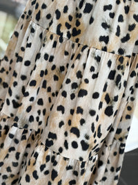 Vestido Midi/Maxi Leopard Spot con Cuello Fruncido