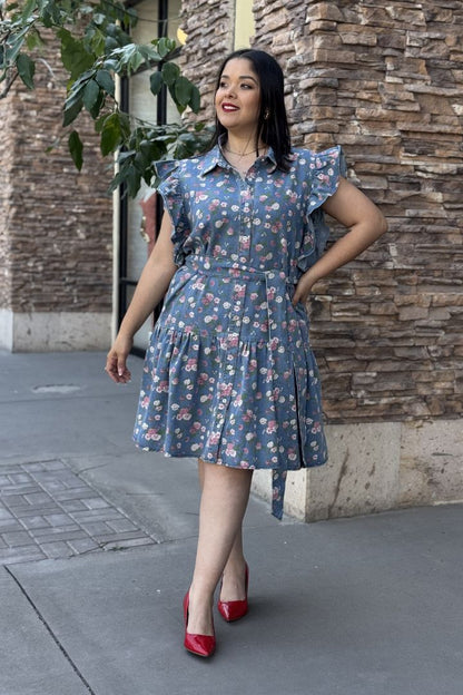 Vestido Camisero Denim con Vuelos
