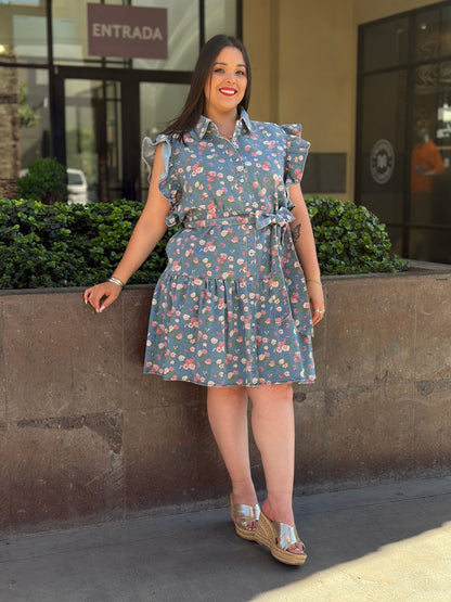 Vestido Camisero Denim con Vuelos