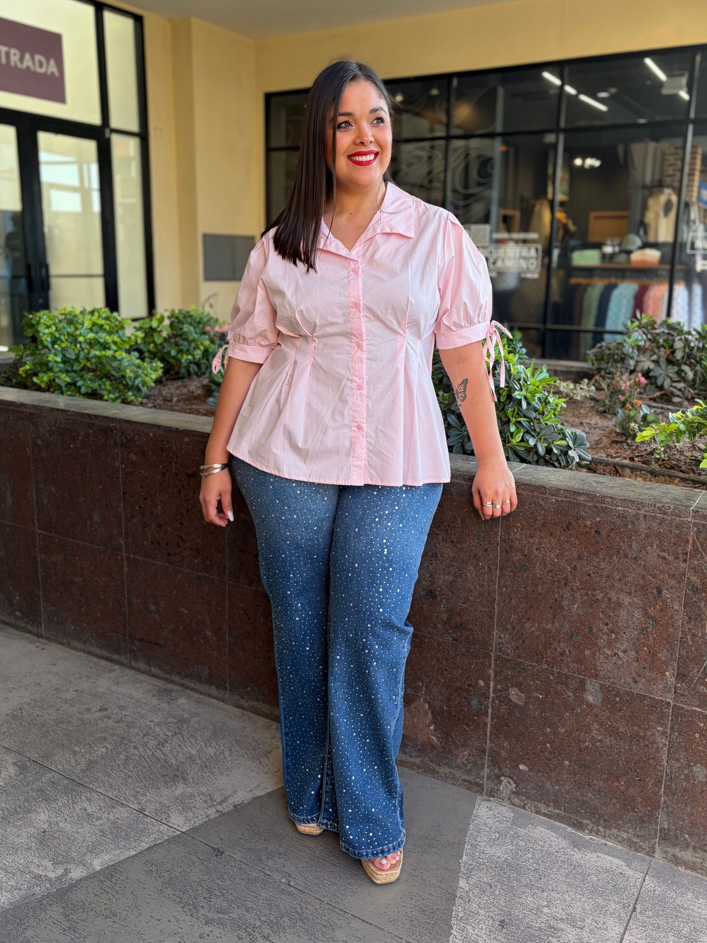 Blusa "Peplum" con Lazo en Mangas